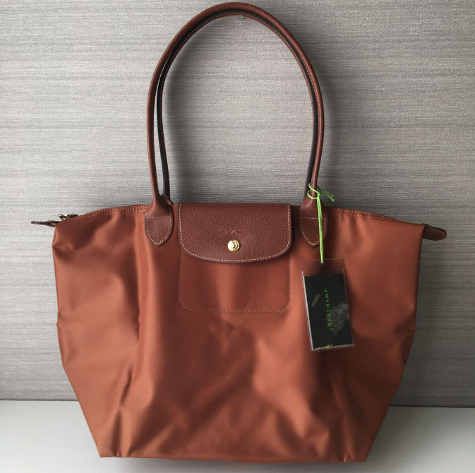 LONGCHAMP Le Pliage Original L Tote Bag Cognac Recycled Canvas