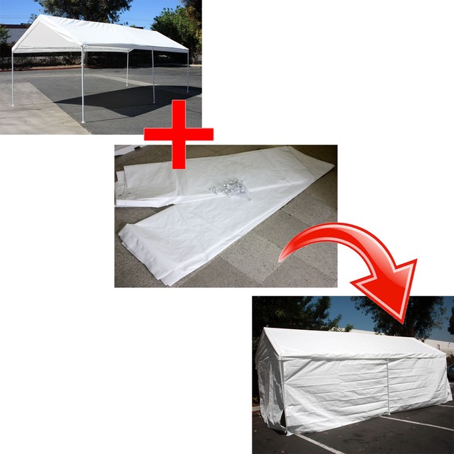 Car Side Wall Kit 10x20 Fordomain Carport Canopy Garage Enclosure Sidewall White For Sale Online Ebay