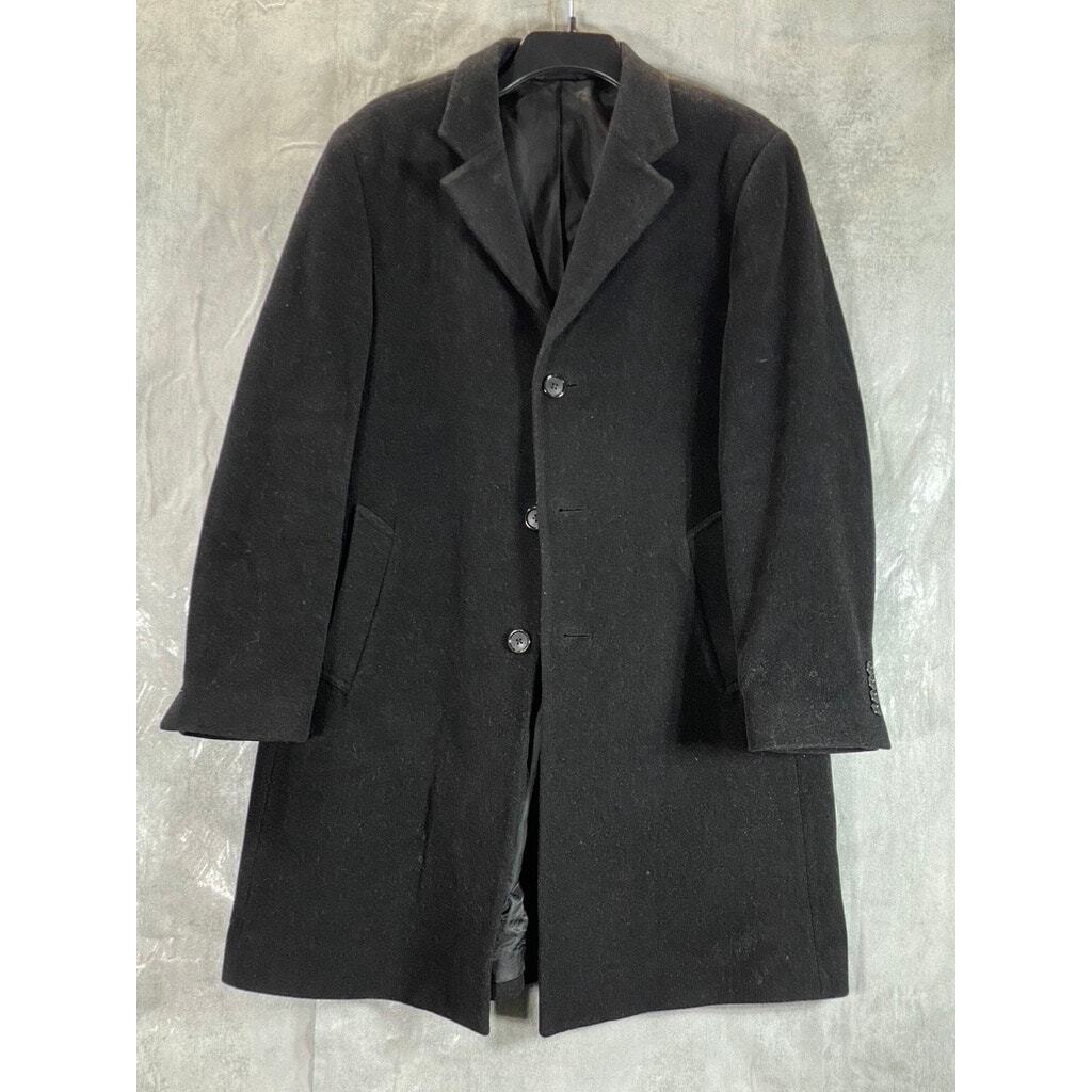 00s PERRY ELLIS wool×cashmere coat BLK PERRY ELLIS PORTFOLIO Men's Black Wool Blend Three-Button Coat SZ