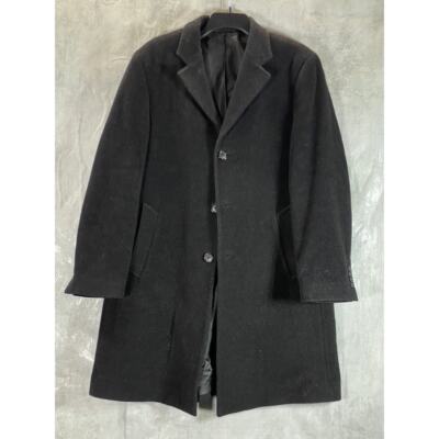 PERRY ELLIS PORTFOLIO Men's Black Wool Blend Three-Button Coat SZ