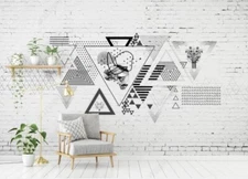3D Modern Simple Geometry Self-adhesive Removeable Wallpaper Wall Mural