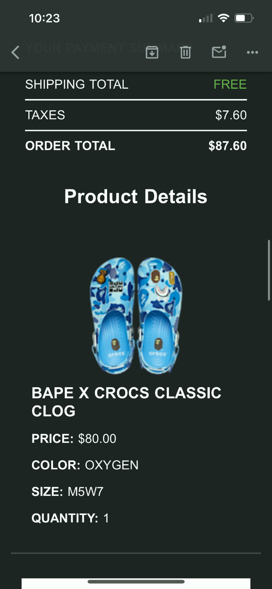 BAPE X CROCS CLASSIC CLOG OXYGEN “BLUE” SZ 5M/7W *IN HAND BAPE X CROCS CLASSIC CLOG OXYGEN “BLUE” SZ 5M/7W *IN HAND