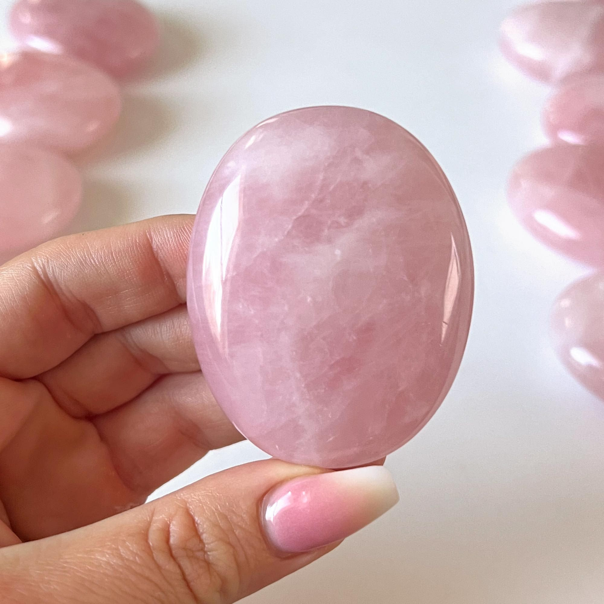 Mozambique Rose Quartz Palm Stone High Quality Rose Quartz Love Crystal  He