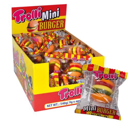 Trolli Mini Burger x 60 Gummy Halloween Party Favours Candy Buffet Bulk Lollies - Picture 1 of 5