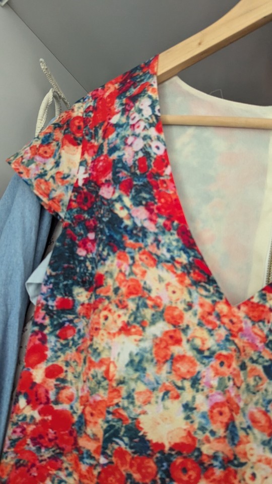 Oasis Red Floral Pattern Short Sleeves Summer Dress Size 12 eBay