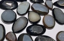 20-40 MM Black Onyx Druzy Agate Cabochon loose Gemstone for Jewelry Making