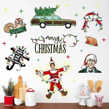 Mfault Merry Christmas Wall Decals Stickers, Funny Xmas Vacation Santa Claus ...