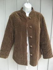 Haz'ls Exclusives Vintage Velour Jacket Quilted Lined Brown Lge Braided Buttons