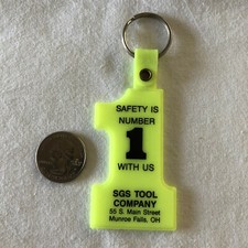 SGS Tool Company Munroe Falls Ohio #1 Yellow Keychain Key Ring #36265