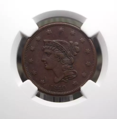 1840 Braided Hair Large Cent *LARGE DATE* 1c NGC AU Details #010 About Unc ECC&C