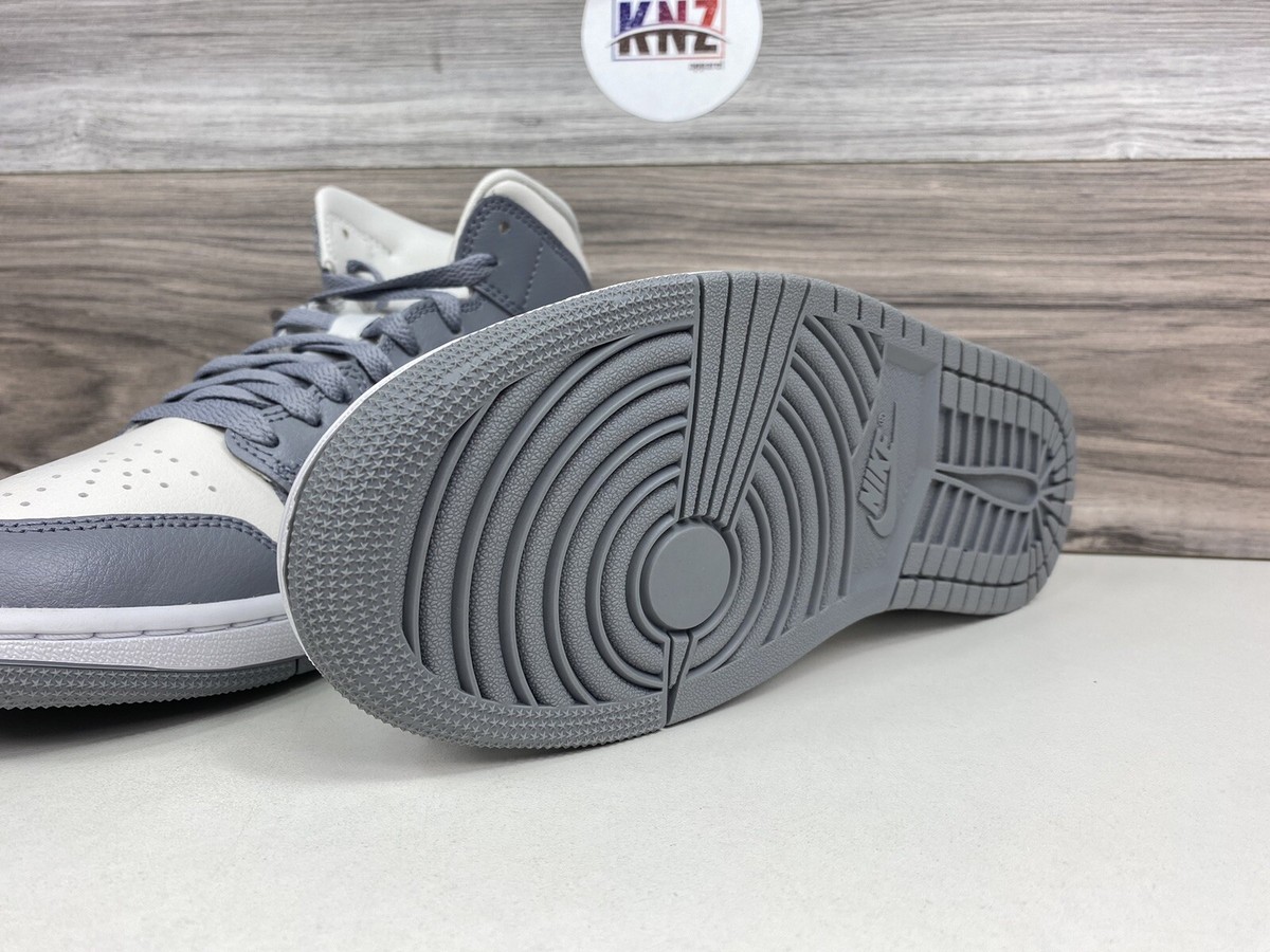 NEW Nike Air Jordan 1 Mid Stealth Grey White Sail Shoes