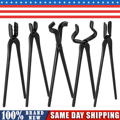 5Pcs/Set Knife Making Tongs Blacksmith Bladesmith Tong Kit Vise Anvil Forge Tool