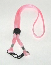 6 - Pink Nylon Flat Necklace Lanyard for ID Badge Holder, Key, etc