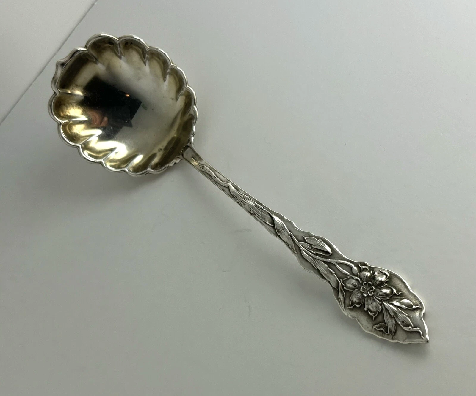 Unger Bros Art Nouveau Narcissus Sterling Silver Gravy Sauce Ladle