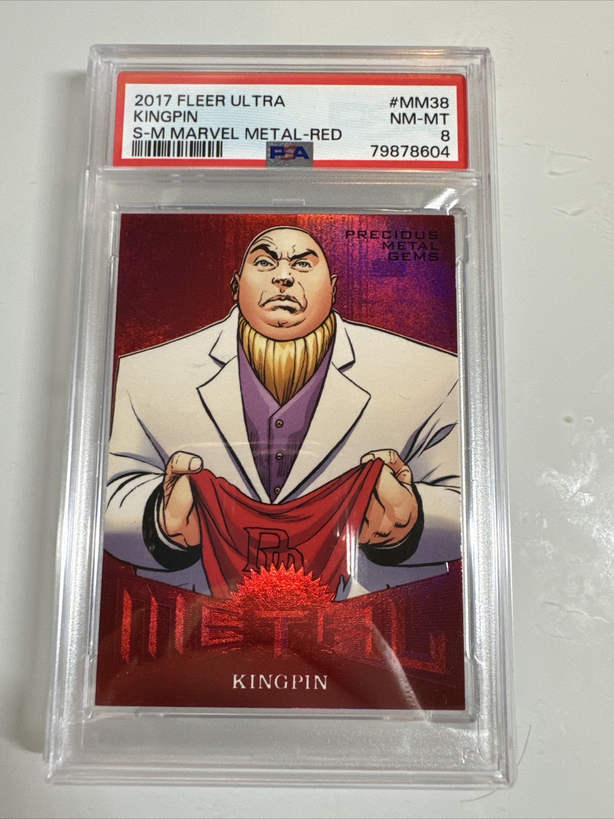 2017 Fleer Ultra Spider-Man Metal Red PMG MM38 Kingpin 81/99 PSA 8