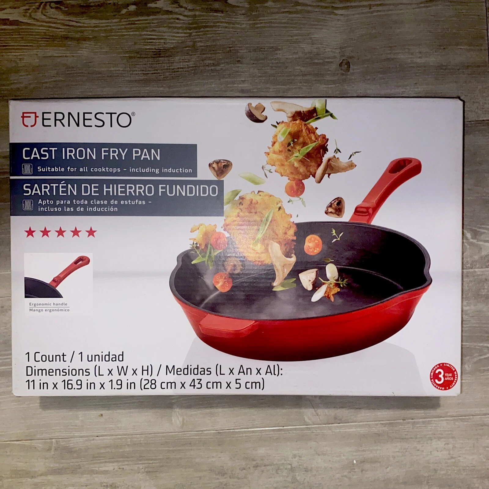 Ernesto Cast Iron Fry Pan 11”x16.9”x1.9”