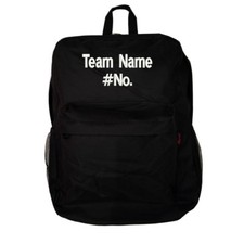 CUSTOM BACKPACK - Black Backpack with Team name and number embroidered