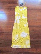FOREVER 21 ~ New! NWT Small ~ Bright Yellow Tie Dye Stretch Rayon Midi Dress c18