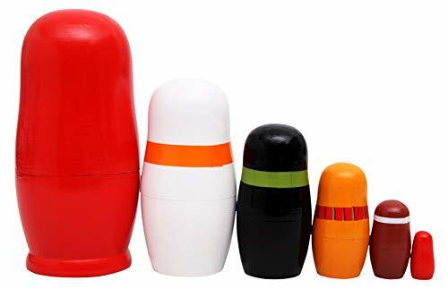 6-Piece Santa Claus Russian Nesting Dolls - Handmade Wooden Stacking Doll Set