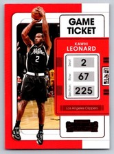 2021-22 Panini Contenders #22 Kawhi Leonard Game Ticket Red Clippers