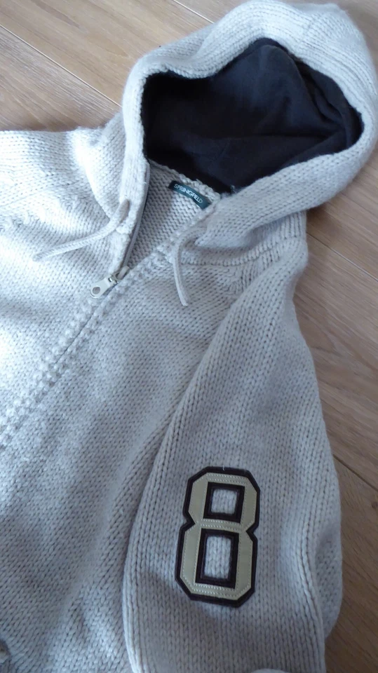 Springfield Strickjacke mit Kapuze Wolle Gr. XL beige braun - Bild 2 von 4