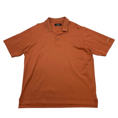 Straight Down Polo Shirt Mens L Large Terracotta Mercerized Aerocool Cotton