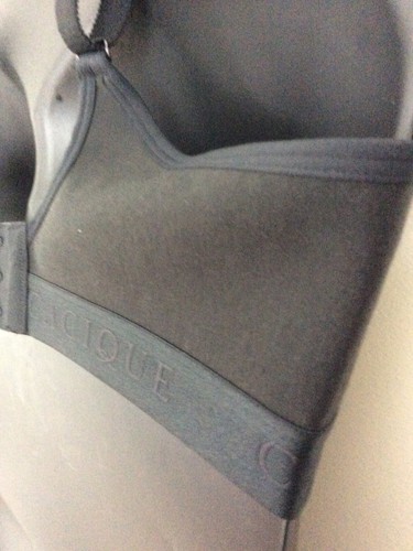 Cotton No Wire Lace Overlay Unlined Bra BLACK GRAY CUP Cacique Lane Bryant NWOT - Picture 10 of 12