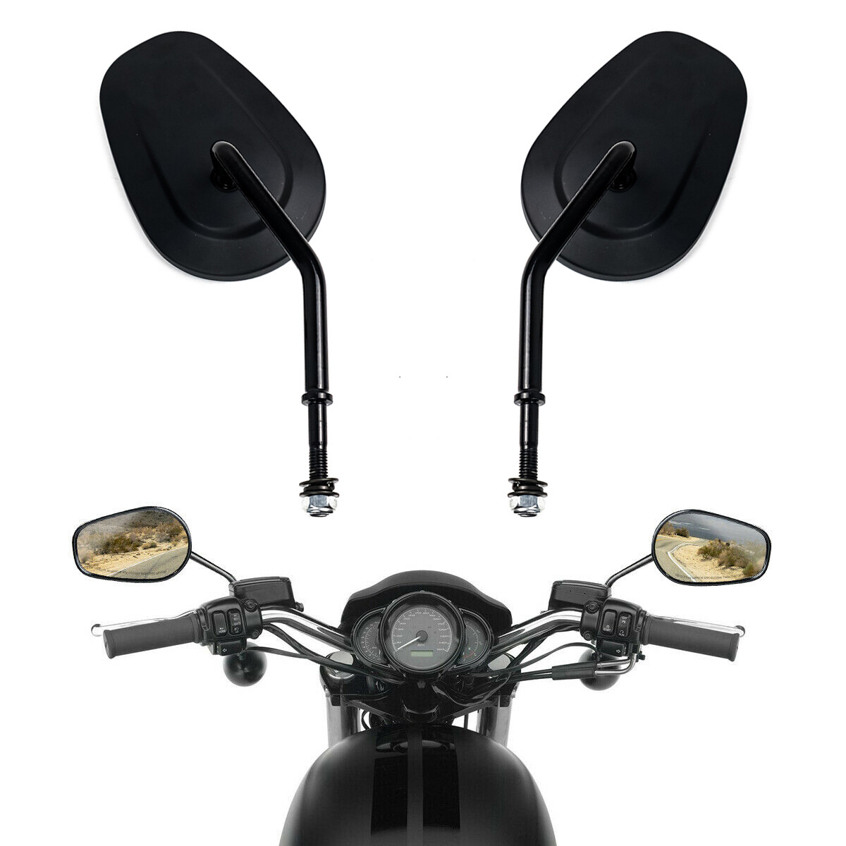 2x Side Rear View Mirror For Harley Sportster XL883 XL1200 For 2x Side Rear View Mirror For Harley Sportster XL883 XL1200 For
