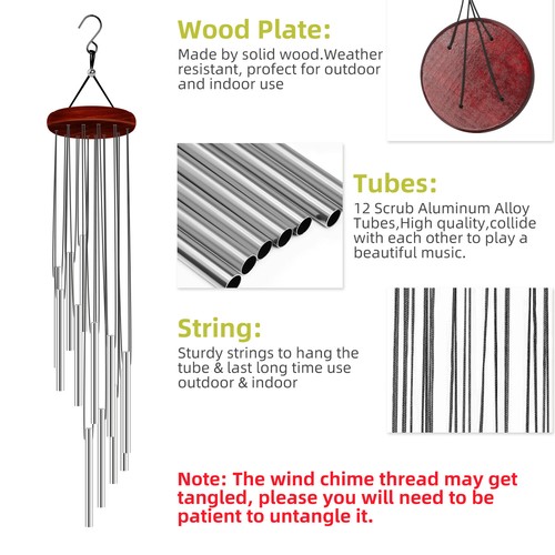 6/12 Tube Wind Chimes Large Deep Tone Chapel Bells Outdoor Garden Home Decor USA - Picture 54 of 58
