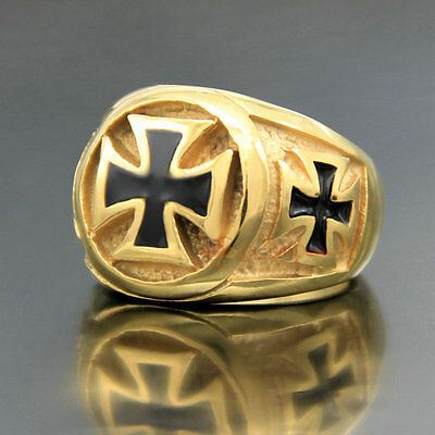 Stainless Steel Knights Templar Iron Cross Biker Rocker Ring Punk Men's Band Stainless Steel Knights Templar Iron Cross Biker Rocker Ring Punk Men's Band