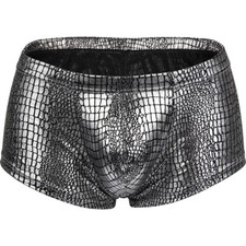 Men Low Waist Briefs Striped Bulge Pouch Underwear Box Shorts Underpants