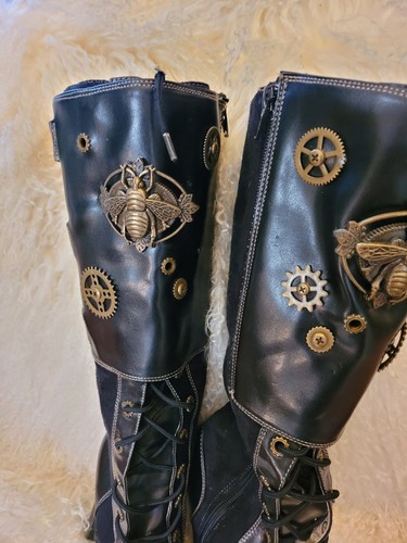 👢👢Black Demonia Steam Boots Apocalypse, Cosplay, Steampunk UNIQUE Size 8?👢👢 - Picture 6 of 23