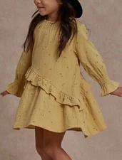 NWT Rylee and Cru Hazel Dress music notes yellow 8-9y