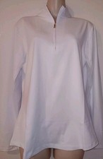 Cabana Life Women  s 1/4 Zip Long Sleeve Sport Polo Size L, Mesh White. New