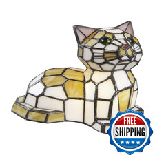 Mfeesyob Dale Tiffany Ta100859 Tiger Cat Accent Lamp Art Glass Shade