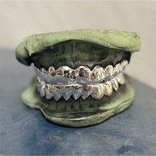 Ziagrins Custom Silver Moissanite Dental Grill With Diamond Cuts Honeycomb