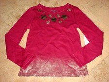 NWT TOMMY BAHAMA KIDS GIRLS TRENDY LONG SLEEVE STAR SHIRT MAROON SZ S OR M