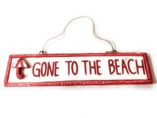 Gone To The Beach Sign 12" - Rustic Yellow Decorative Coastal Decor