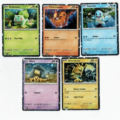 HD Cosmos Holo 151 Bulbasaur 46 Charmander 47 Squirtle 48 Abra 63 Electabuzz 125