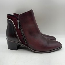 Unity in Diversity Burgundy Leather Studded Ankle Boots Womens Size 39 US 8-8.5