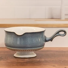 Vintage Denby Stoneware Gravy Boat Sauce Dish with Handle Blue Kitchenware