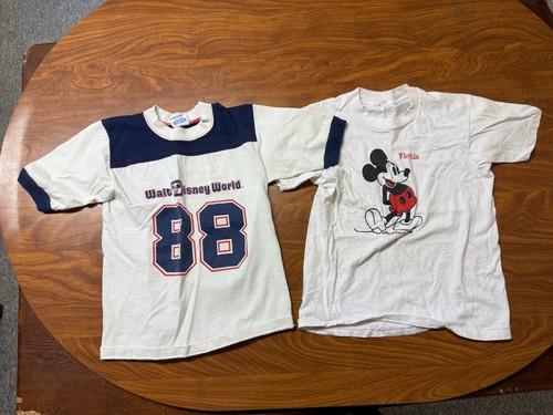 BOYS USED VINTAGE 80S LOT OF 2 DISNEY MICKEY MOUSE GRAPHIC SHIRTS YOUTH MEDIUM