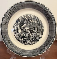 Royal China Gray Currier And Ives 10” Pie Baker Maple Sugaring ‘F ‘ Series