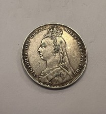 1892 Shilling Queen Victoria British 925 Silver Coin