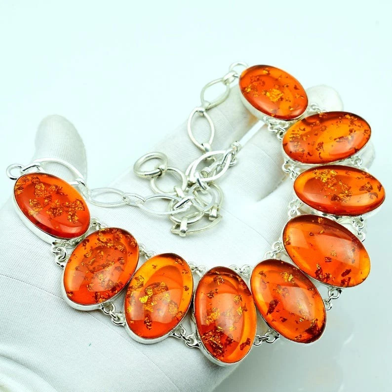 Baltic Amber Gemstone Handmade 925 Sterling Silver Jewelry Necklace Size-17-18" - Image 2 of 4