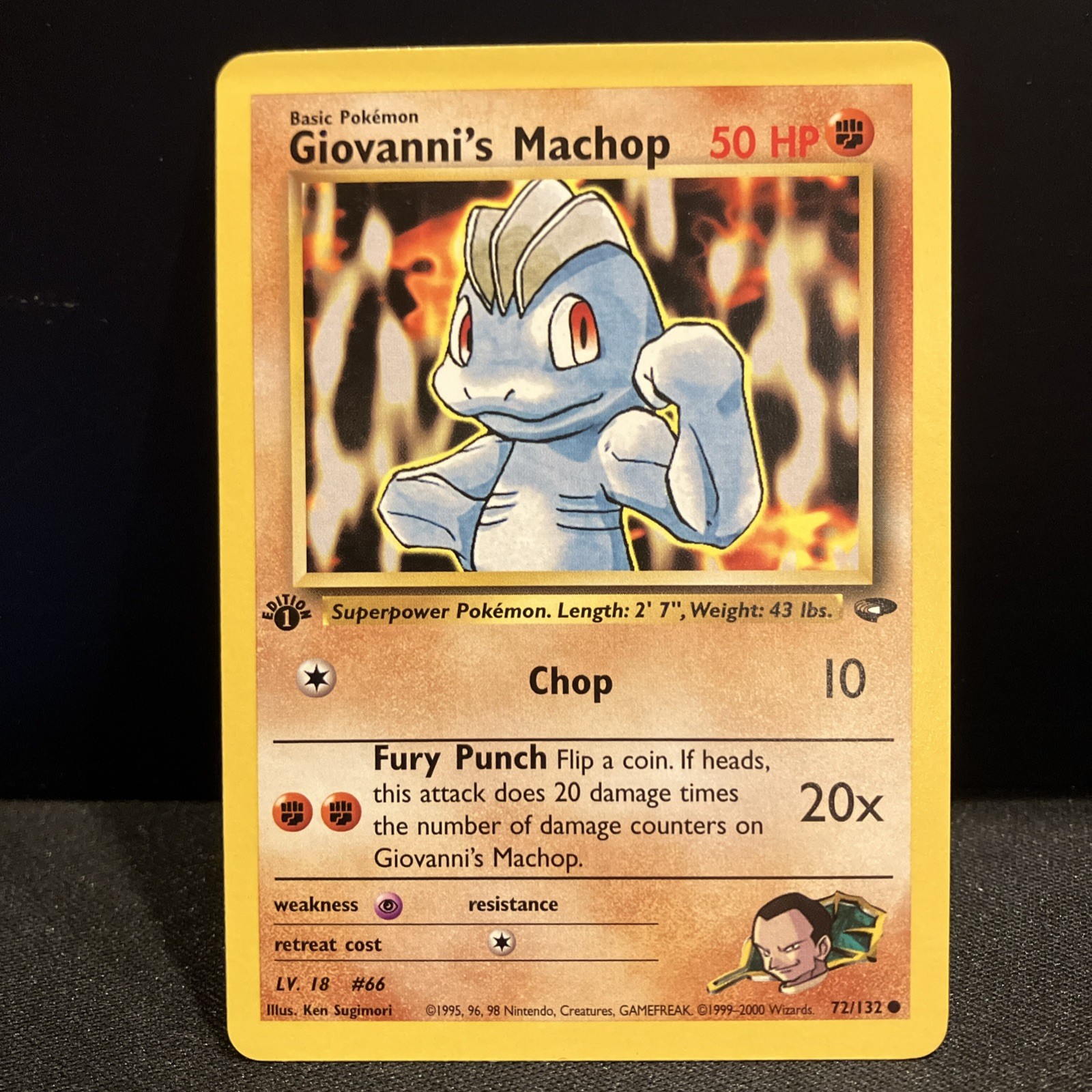 Pokemon Card - Giovanni's Machop 1st Edition Gym Challenge 72/132 Common