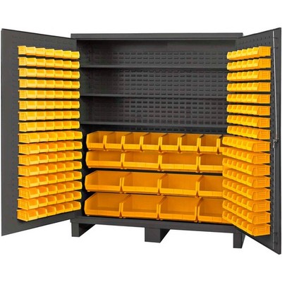 Global Industrial 16 Ga. All-Welded Bin Cabinet Flush Door 212 Yellow Bins