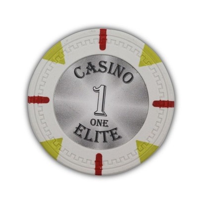 25 Triangle Casino Elite 14g Premium Clay Poker Chips - White $1 Denomination