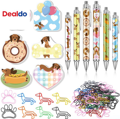 54 Pcs Christmas Dachshund Gifts 6 Pads Sticky Notes Memo Note 12 Cute Ballpoint