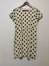 Madewell Broadway  Broome 100 Silk Polka Dot Dress Sz 4 Cream Black Mini Small
